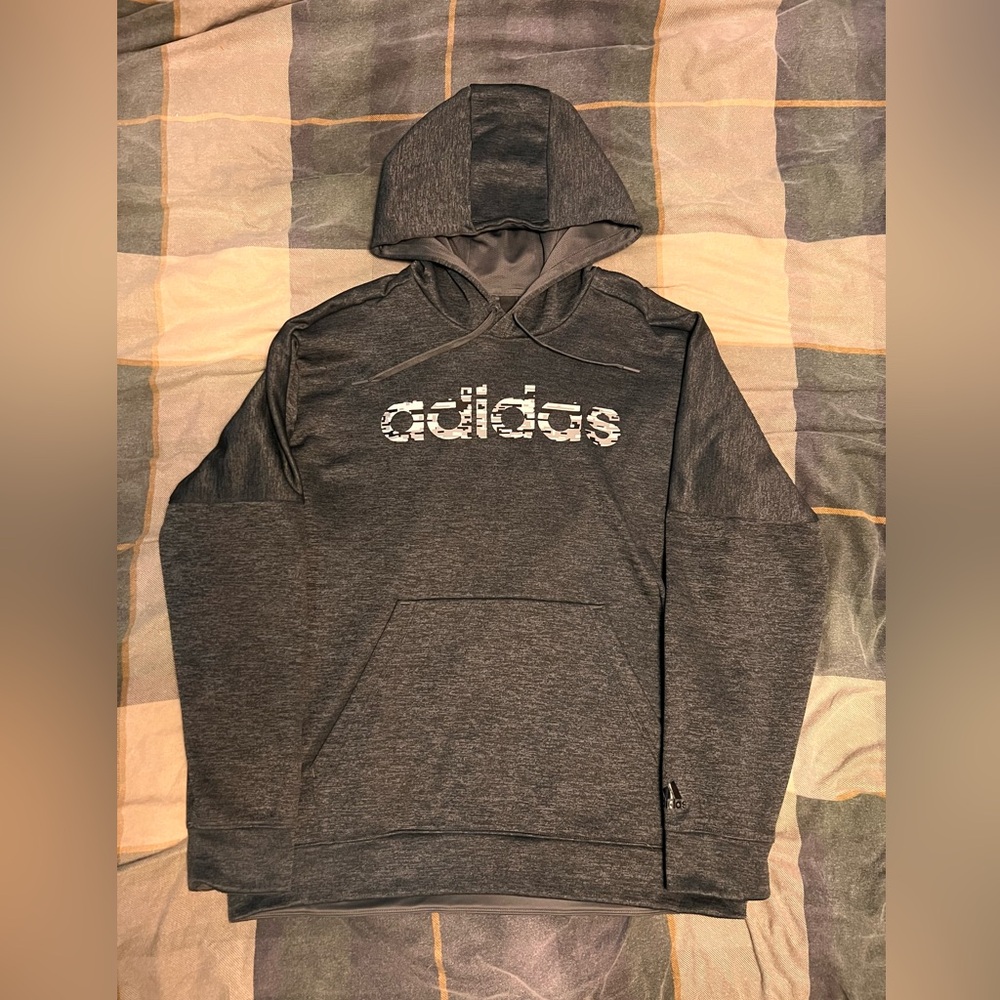 XL Adidas Gray Digital Camo Logo Hoodie
